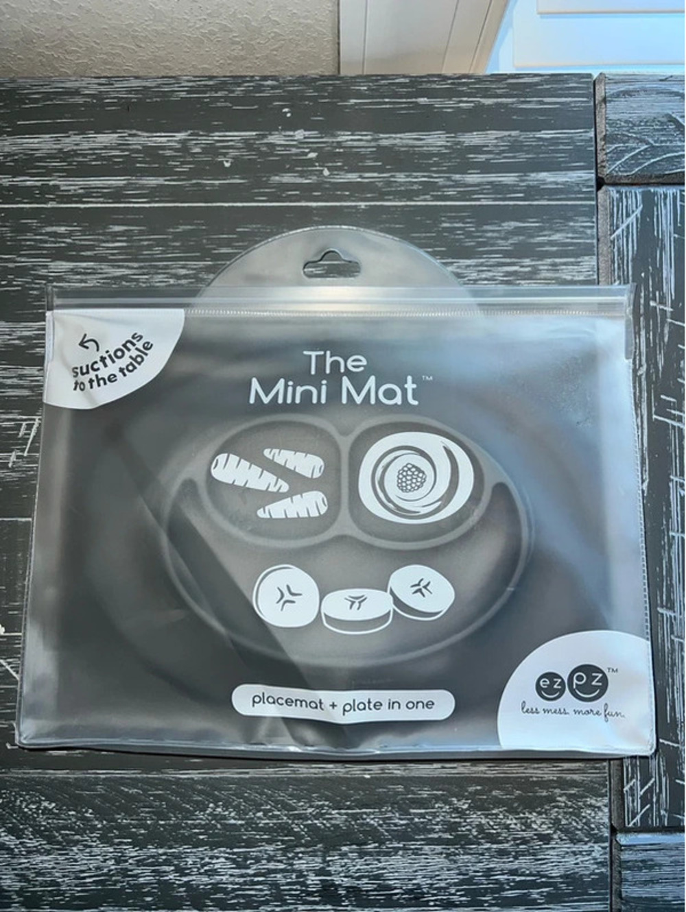 ezpz The Mini Mat gray sectioned baby plate